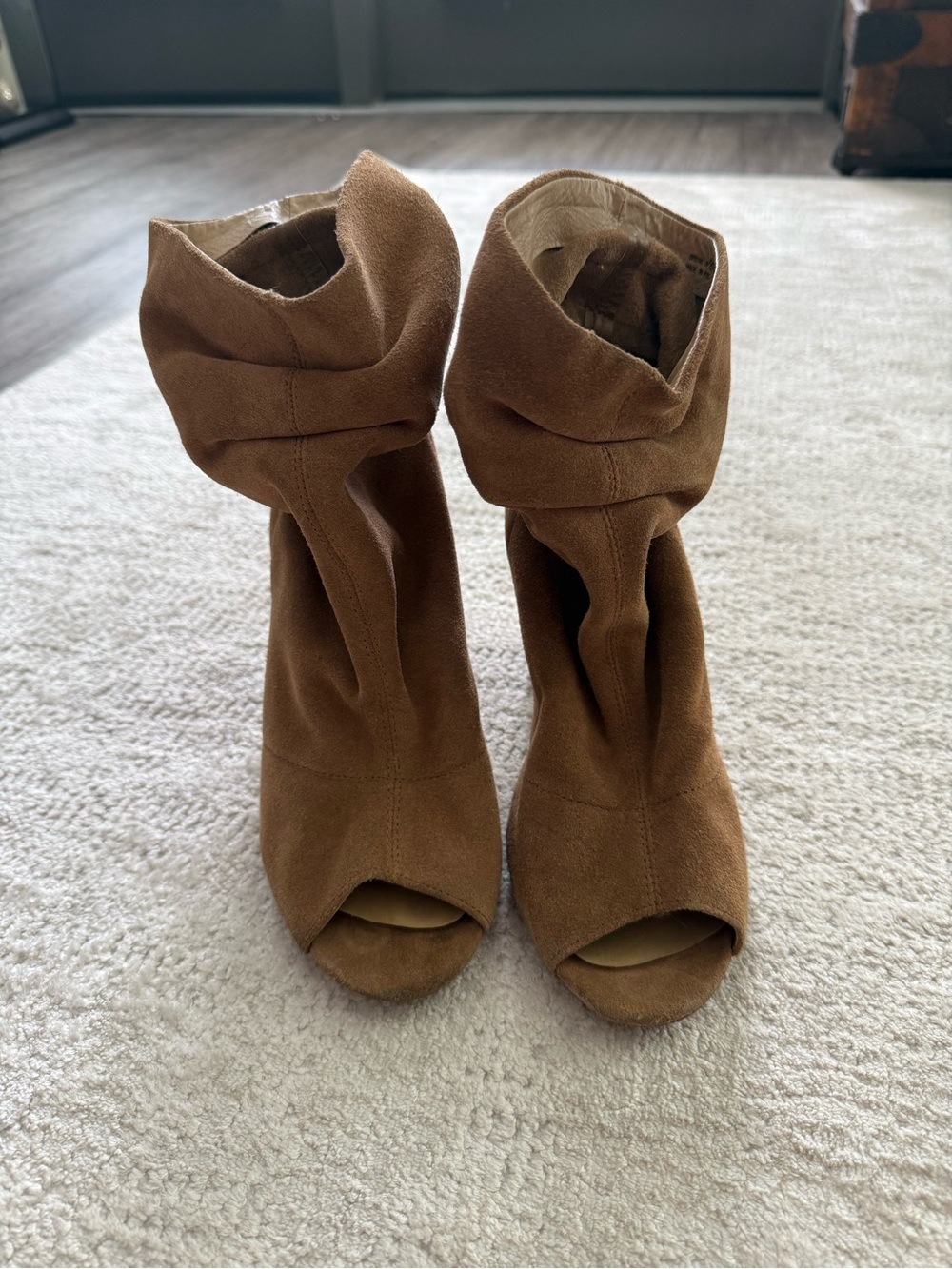 Kristin Cavallari x Chinese Laundry Open Toe Suede Boots